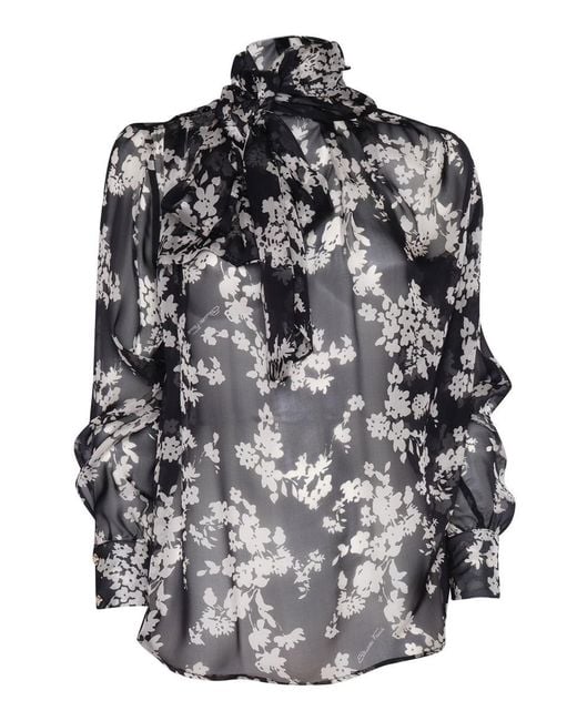 Elisabetta Franchi Gray Transparent Silk Blouse