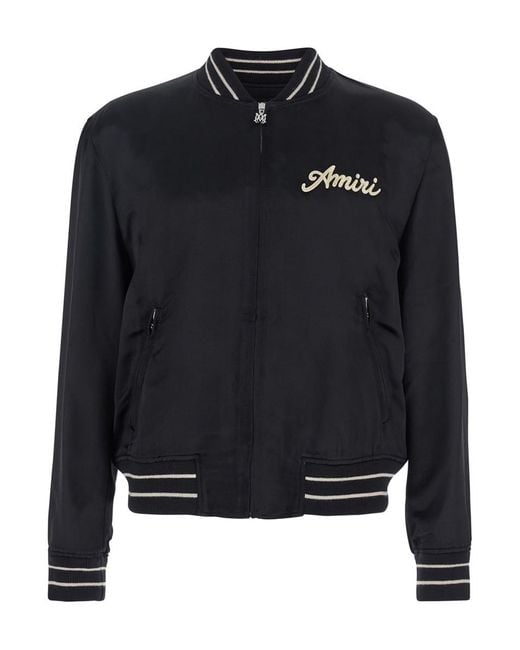 Amiri Black Jacket With Logo On The Front And Back for men