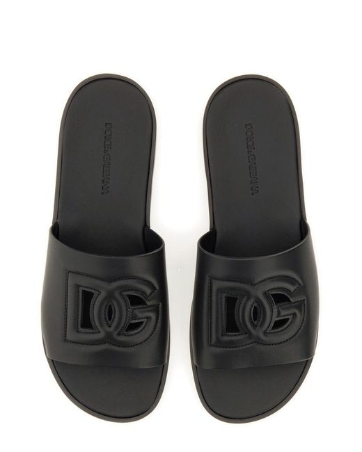 Dolce & Gabbana Black Sandal With Logo for men