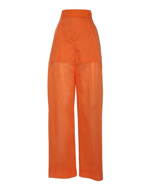 Alberta Ferretti Orange Wide-Leg Trousers With High Waist And Pleated Front