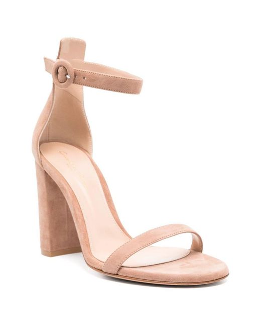 Gianvito Rossi Pink Chic Ankle Strap Block Heel Sandals For