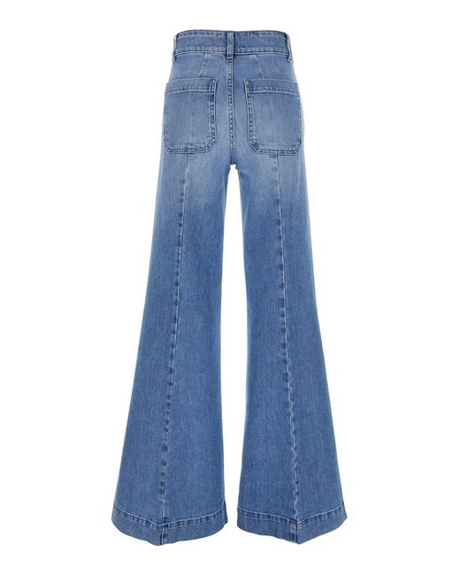 Seafarer Blue 'Jane' Trousers With Front Pockets And Washed Effect