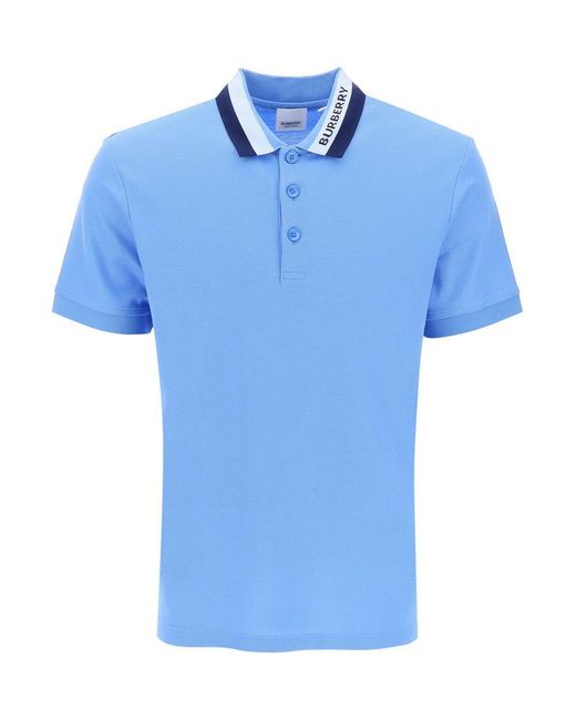 Burberry Blue Two Tone Collar Poloshirt for men