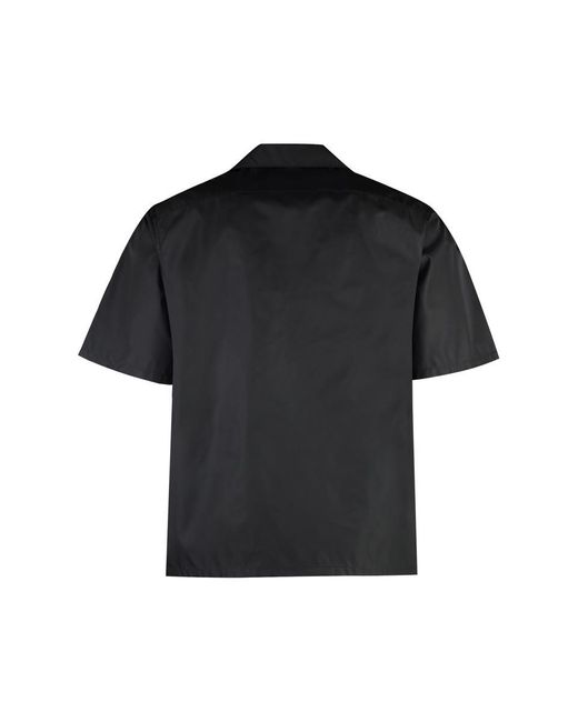 Prada Black Re-nylon Brand-plaque Oversized-fit Recycled-nylon Shirt X for men