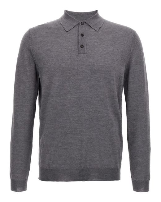 Zanone Gray Virgin Wool Polo Shirt for men