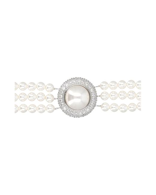 ネックレス・ペンダント Self-Portrait Small Crystal Pearl Choker Crystal Flower Pearl Choker – self-portrait-US