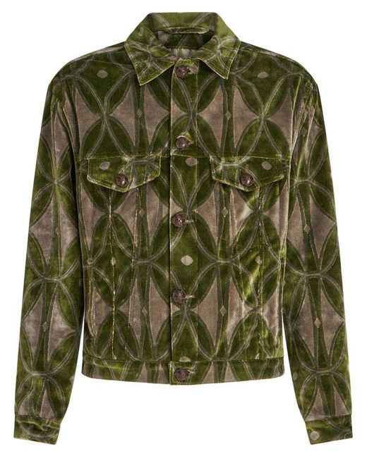 Etro Green Denim Jacket for men