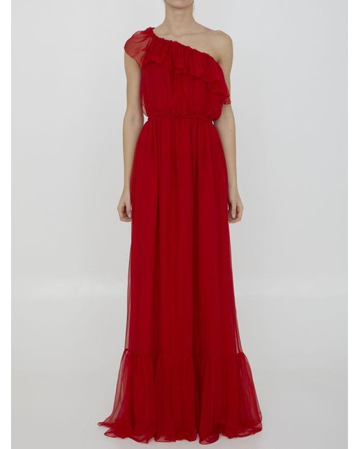Gucci Red Silk Chiffon Dress