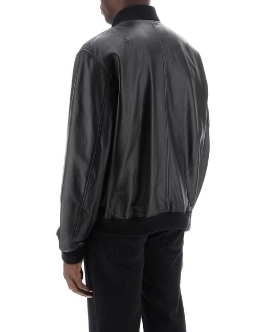 Closed Black Leather Bomber Jacket for men