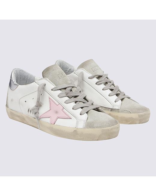 Golden Goose Deluxe Brand White Ice And Orchid Pink Leather Super-star Sneakers