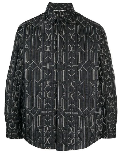 Palm Angels Men's All Monogram Quilted Jacket