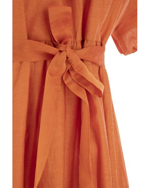 Max Mara Orange 'Fresia' Cotton Voile Maxi Dress