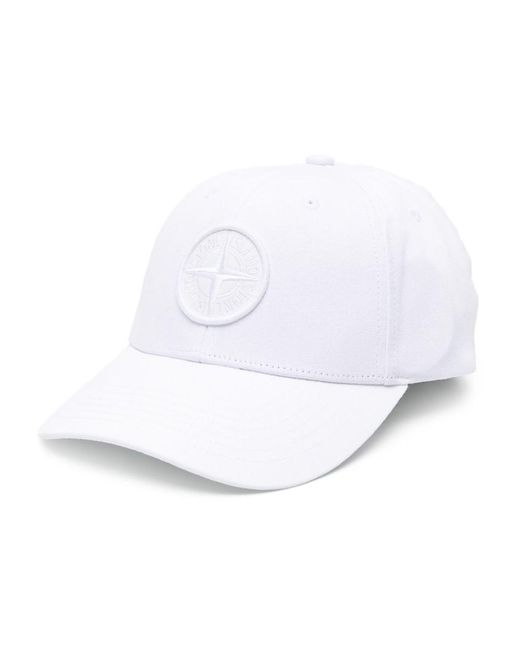 Stone Island White Baseball Hat for men