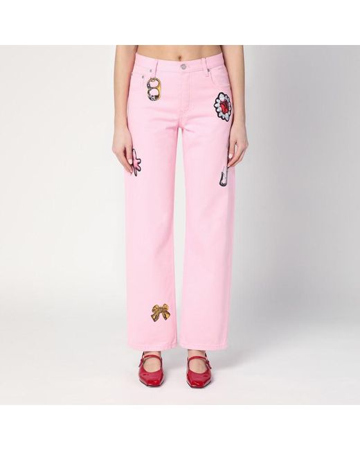 Marc Jacobs Pink Jeans With Prints