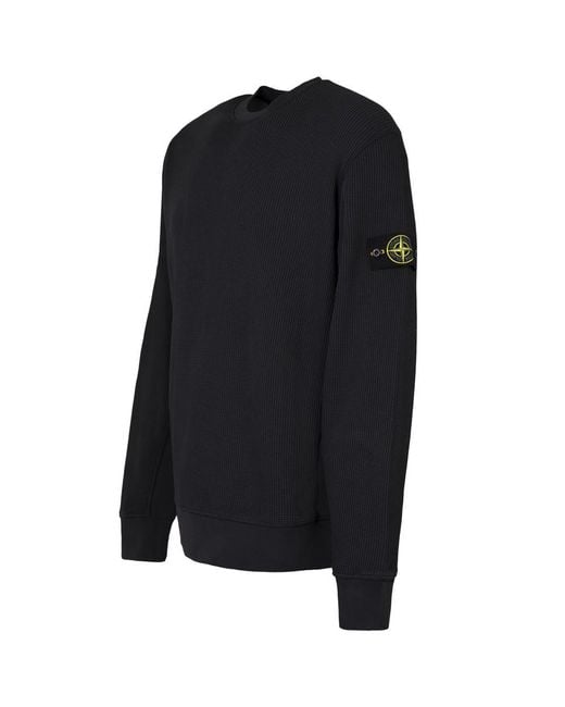 Stone Island Blue Cotton Crew-Neck Sweatshirt