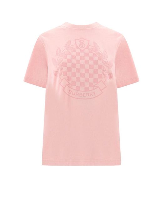 Burberry Pink Crew Neck Short Sleeve Cotton T-shirts