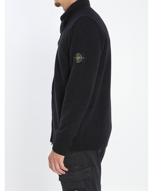 Stone Island Black Sweater With Felt Details for men
