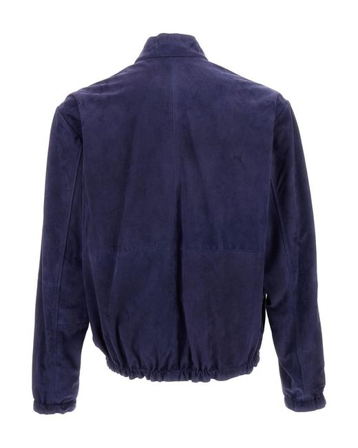 Arma Blue Aron Bomber In Suede for men