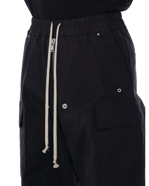 Rick Owens Black Cargobelas Heavy Cotton Poplin Pant for men