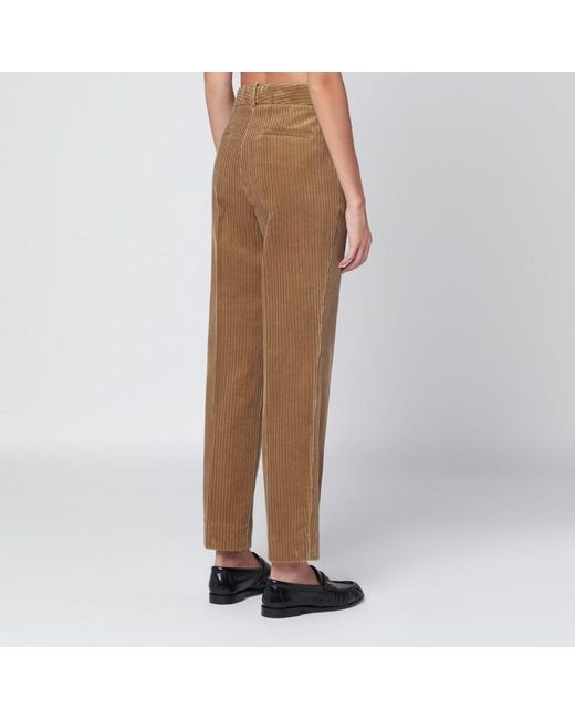 P.A.R.O.S.H. Brown Camel-Coloured Corduroy Trousers