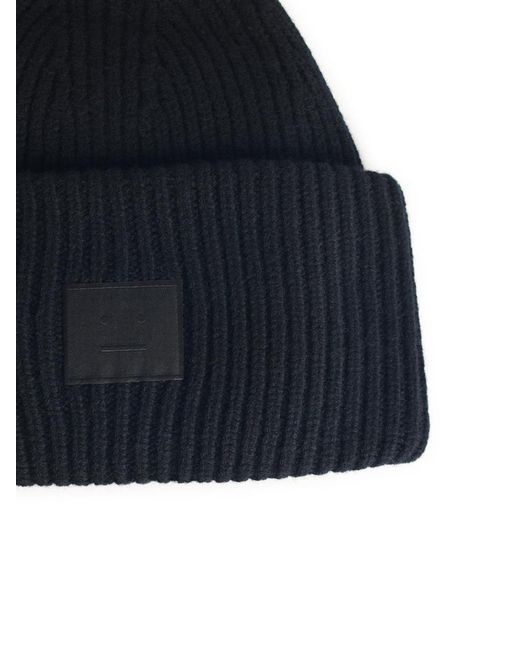 Acne Blue Wool Blend Beanie for men