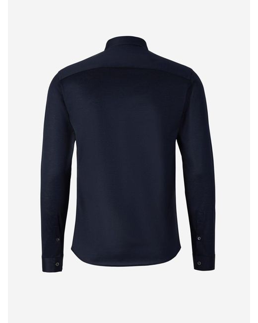 Canali Blue Textured Cotton Shirt for men