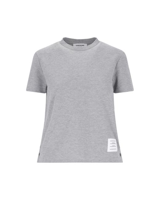 Thom Browne Gray Tricolor Detail T-shirt On The Back