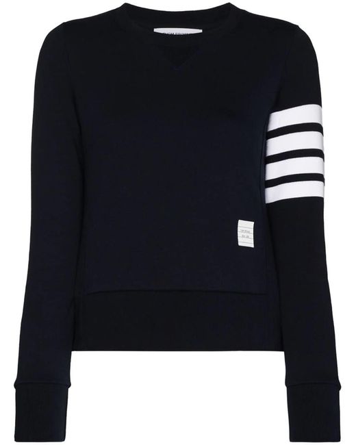Thom Browne Black Sweatshirt With Striped Detail