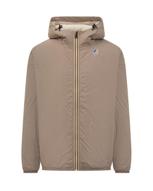 K-Way Brown Jacket With Hood And Lining for men