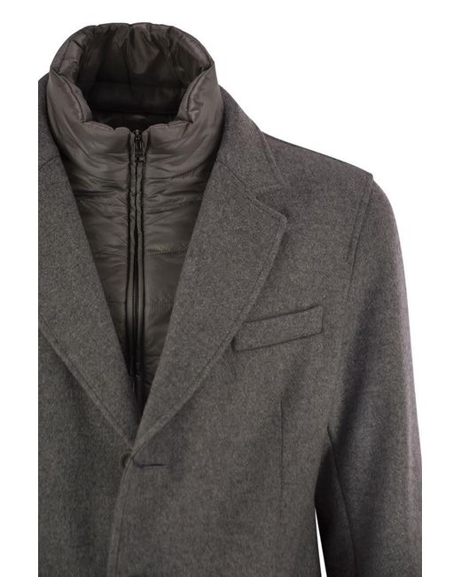 Herno Gray Wool Coat With Bib for men