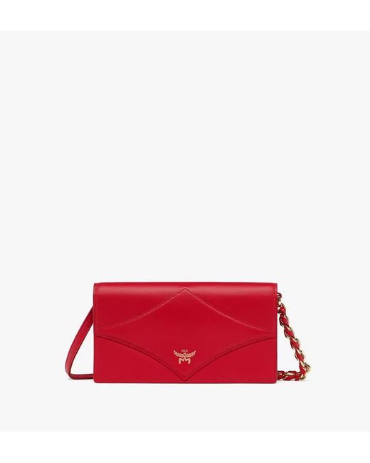 MCM Red "Diamond" Crossbody Wallet
