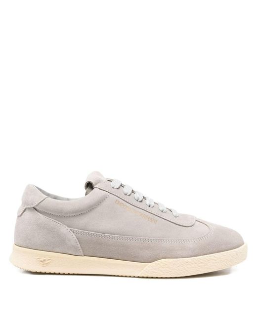 Emporio Armani Women's White Suede Leather Sneakers