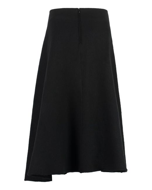 Jil Sander Black Asymmetrical Wool Skirt