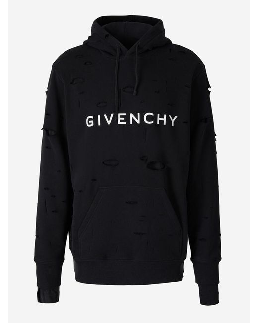 Givenchy Black Ripped Cotton Sweatshirt for men