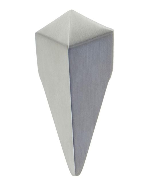 Rick Owens Gray Metallic Ring With Pyramid Shaped Crystal for men