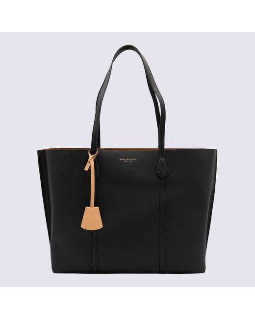Tory Burch Black Leather Perry Triple-compartment Tote Bag