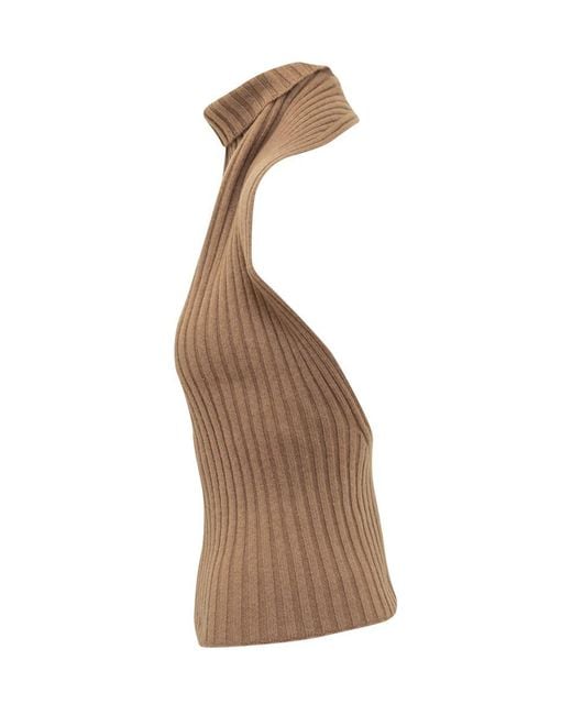 Victoria Beckham Brown Sleeveless High Neck Top