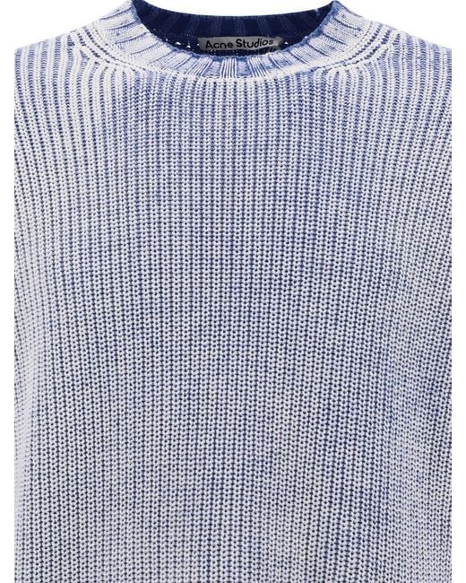 Acne Blue Sweater With Logo Patch for men