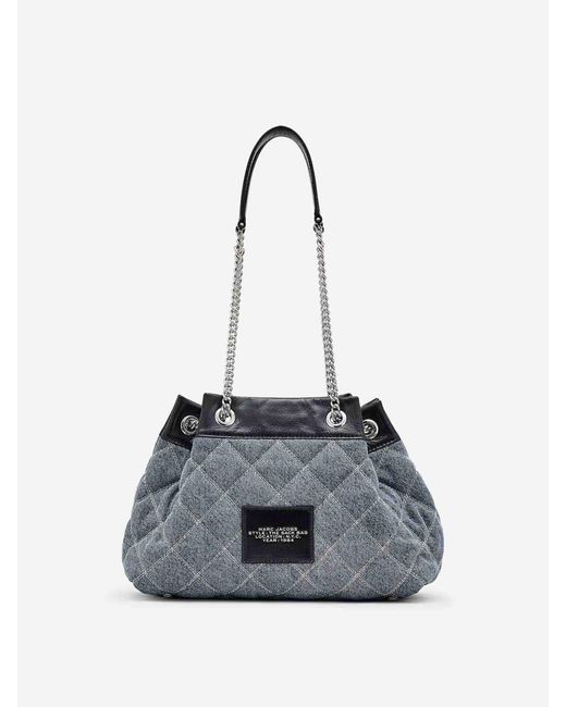 Marc Jacobs Blue The Quilted Denim Large Chain Sack Bag Tote