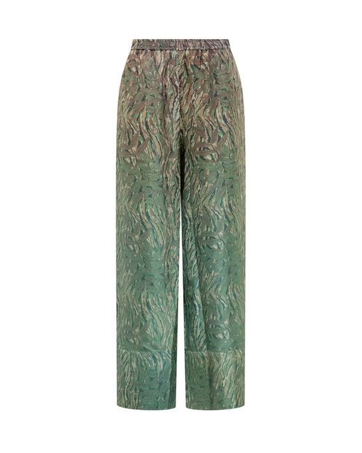Pierre Louis Mascia Green Pierre Louis Mascia Silk Trousers With Floral Print