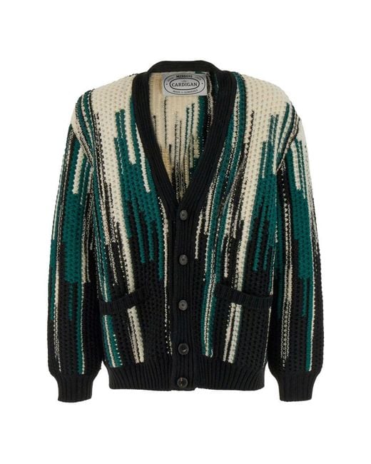 Missoni Green Wool Blend Cardigan for men