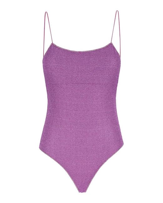 Oseree Purple 'Lumière Maillot' Swimsuit With Open Back