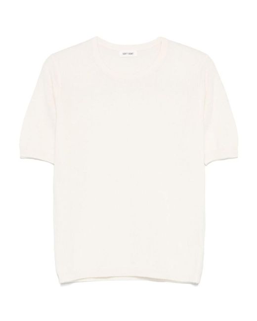 Soft Goat White Cashmere Crewneck Top