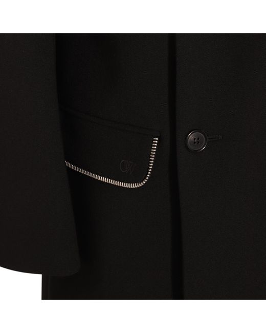 Off-White c/o Virgil Abloh Black Wool Zip Detail Virgin Coat for men