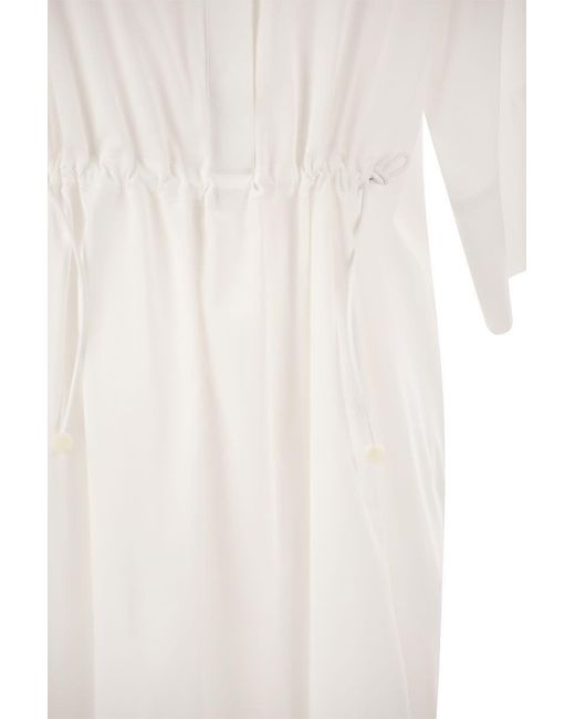 Max Mara White Eulalia - Long Cotton And Silk Chemisier Dress