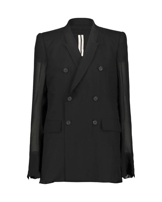 【送料&関税込】Rick Owens Jmf Double-breasted Silk Blazer Rick Owens Jmf Double-breasted Silk Blazer Clothing in Black