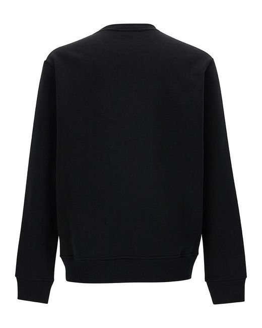 Balmain Black Crewneck Sweatshirt With Contrasting Logo Lettering In Cotton Man for men