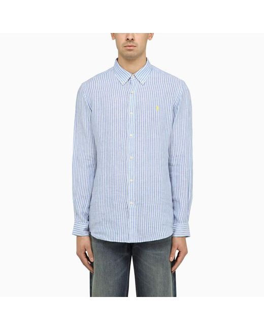 Polo Ralph Lauren Blue Custom Fit/ Linen Oxford Shirt for men