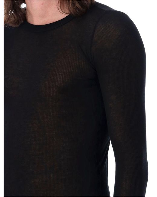 Rick Owens Black Textured Ribbed Tee for men