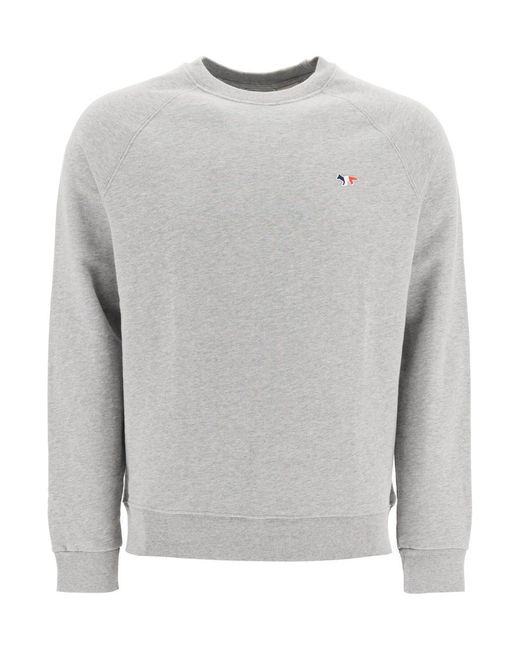 Maison Kitsuné Gray Tricolor Fox Patch Sweatshirt for men
